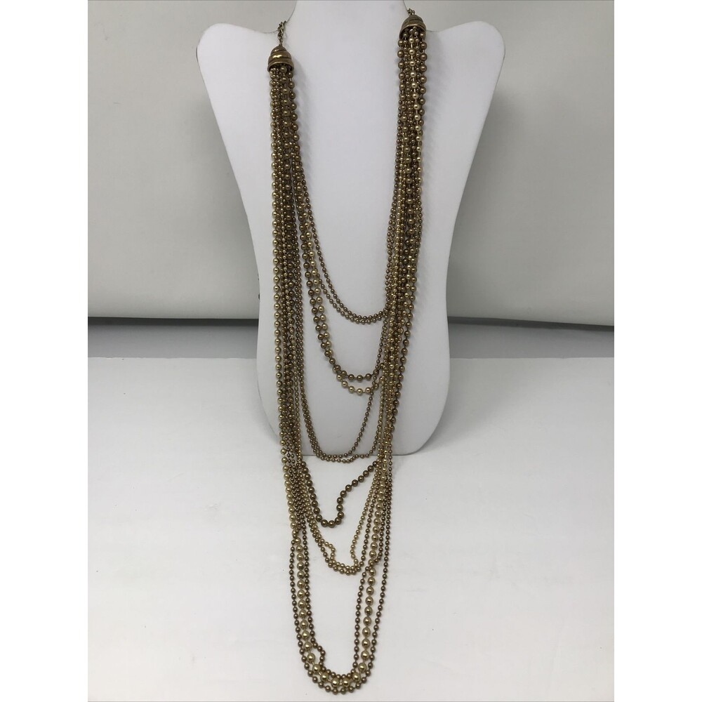 CHICO'S Necklace Multi Strand Layer Chains Gold Tones Statement